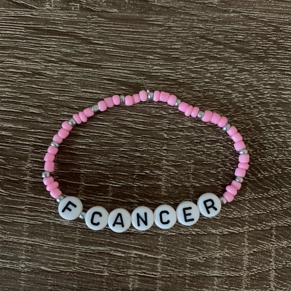 F Cancer pink beaded Bracelet